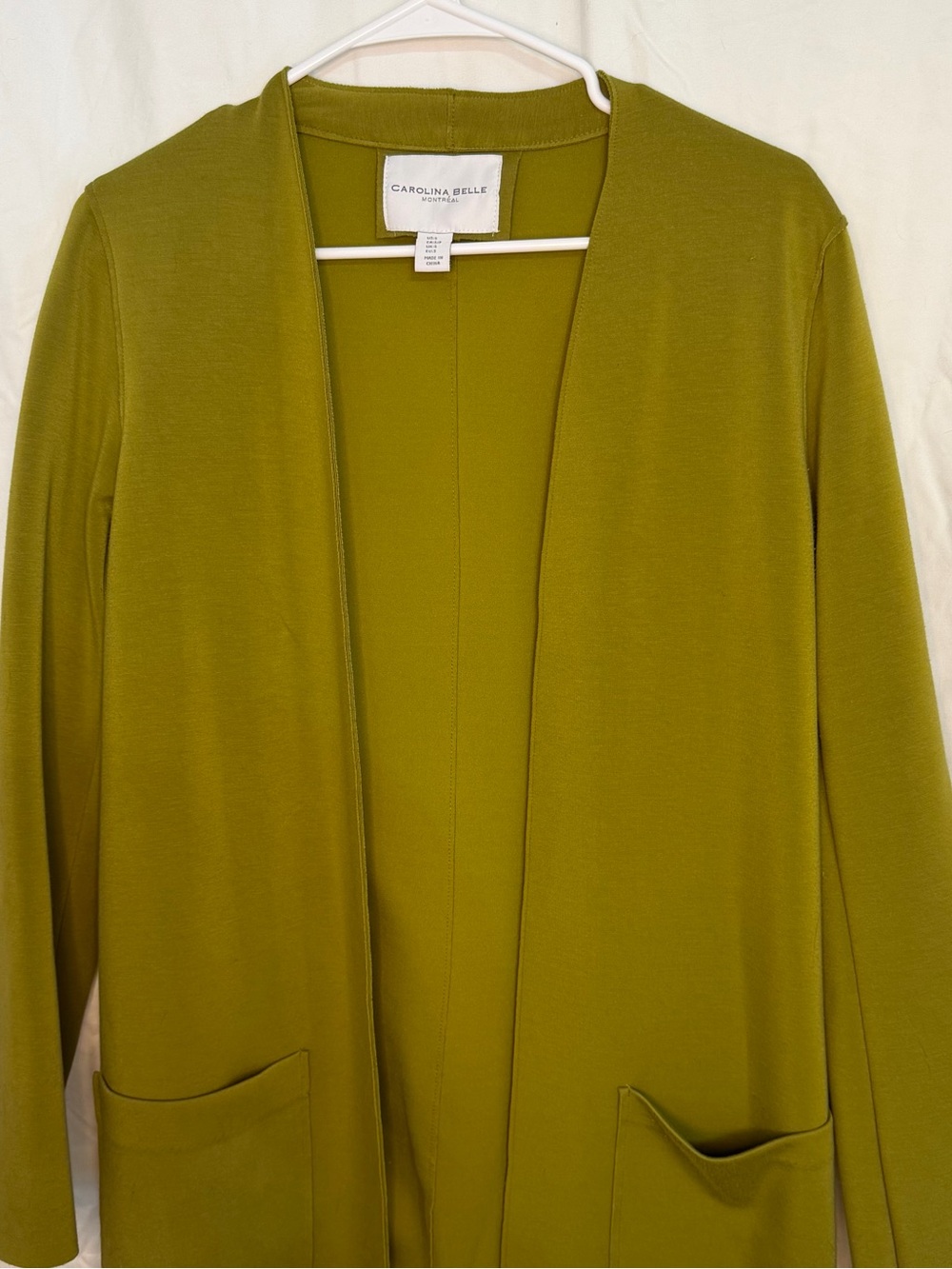 Carolina Belle Olive Open-Front Longline Blazer